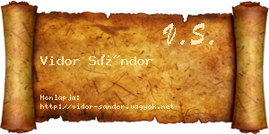 Vidor Sándor névjegykártya