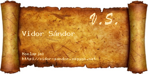 Vidor Sándor névjegykártya