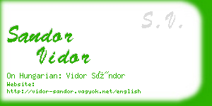 sandor vidor business card